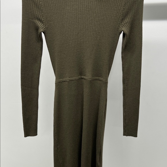 NWT Sandro Olive Ribbed Knit Dress - Picture 3 of 10